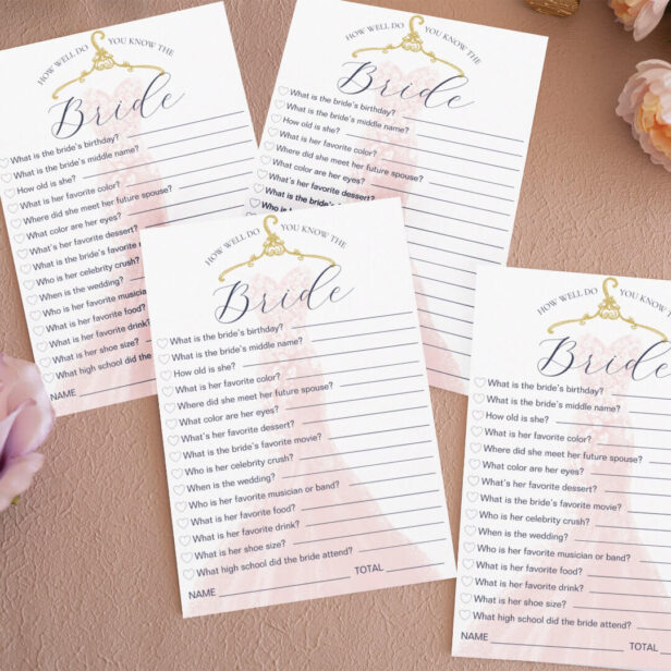 How Well Do You Know the Bride Wedding Dress Game Invitation