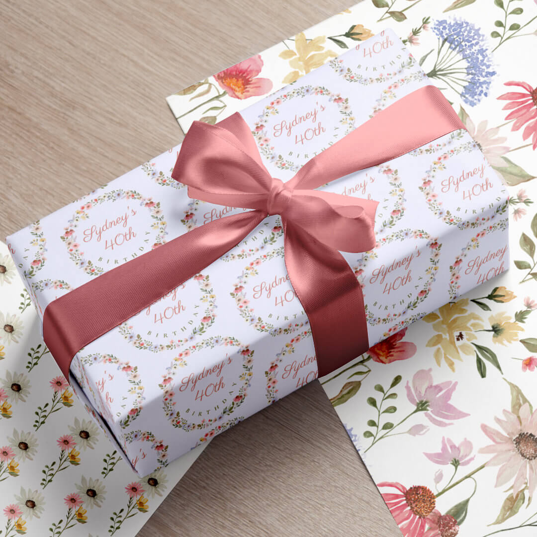 Wrapping Paper: Peonies in Paris Red {Gift Wrap, Birthday, Holiday,  Christmas}