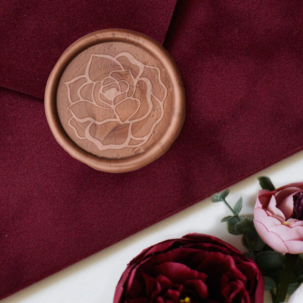 Beautiful Elegant Blossoming Rose Flower Embosser Wax Seal Sticker