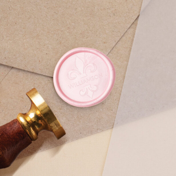 Elegant Fleur-de-lis Design Custom Name Wax Seal Stamp