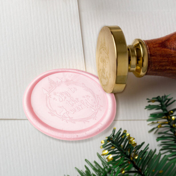 Joy To The Word Pine Trees & Reindeer Wreath Wax Seal Stamp