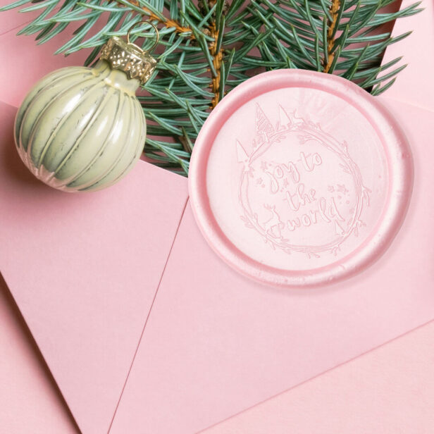 Joy To The Word Pine Trees & Reindeer Wreath Wax Seal Sticker
