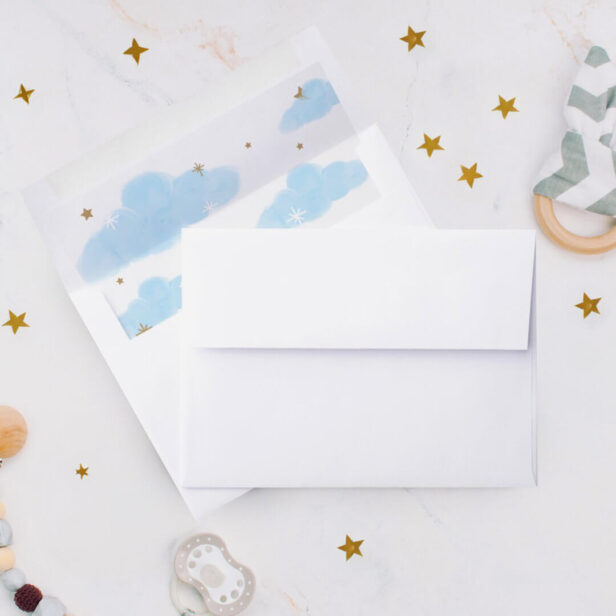 Magical Blue Cloud and twinkling Gold Stars Envelope Liner