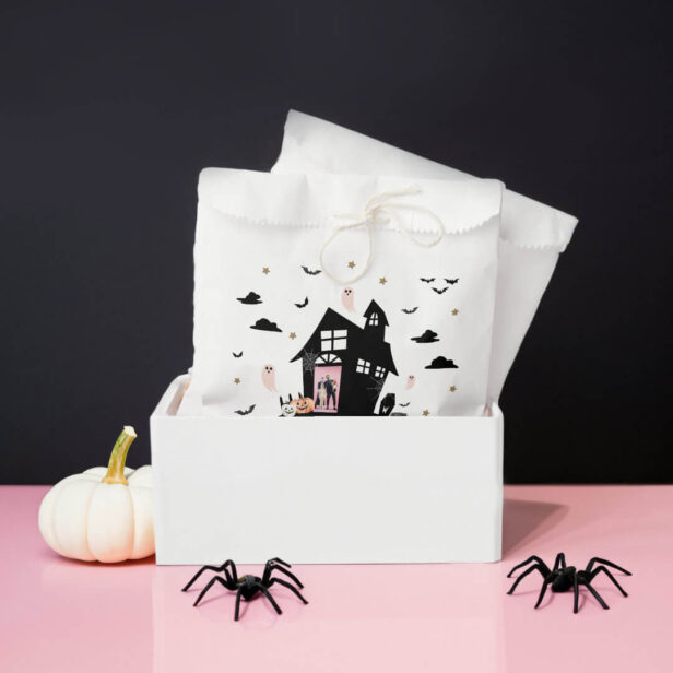Spooky Haunted House Halloween Party Custom Photo Favor Bag