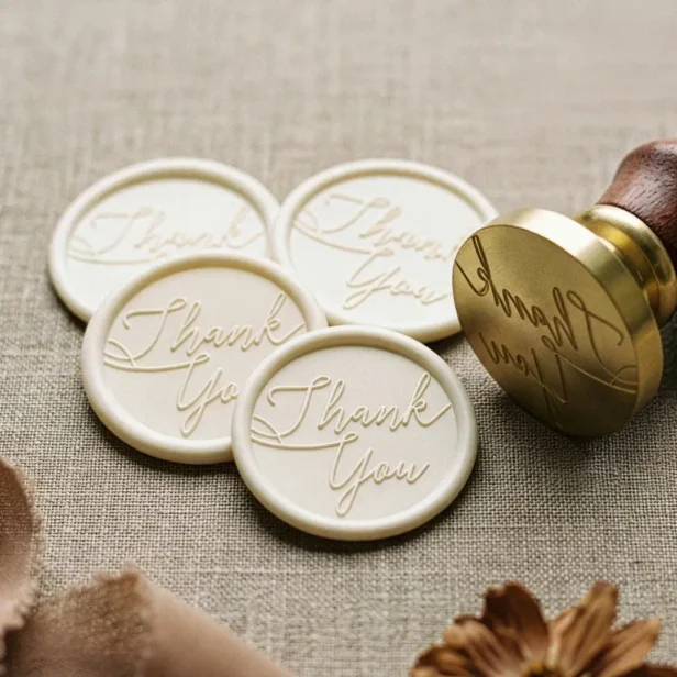 Elegant Handwritten Script Thank You Wax Seal Stamp