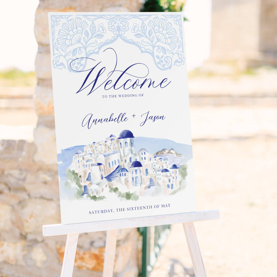 Dream Destination Greece Wedding Welcome Sign By Moodthology Papery