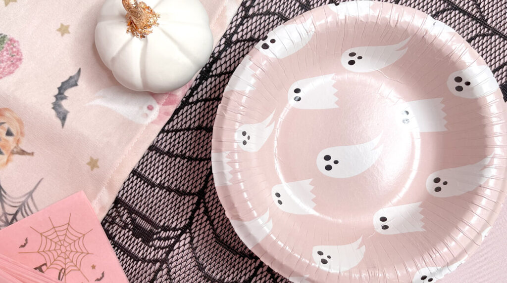 Pink & White Halloween Ghost & Pattern Paper Paper Bowls