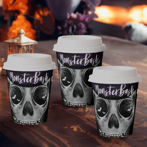Monster Bash Fun Spooky Skeleton Halloween Party Paper Cups