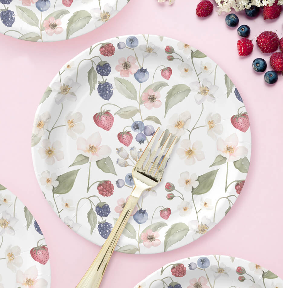 berry sweet baby shower Paper plates by Moodthology Papery