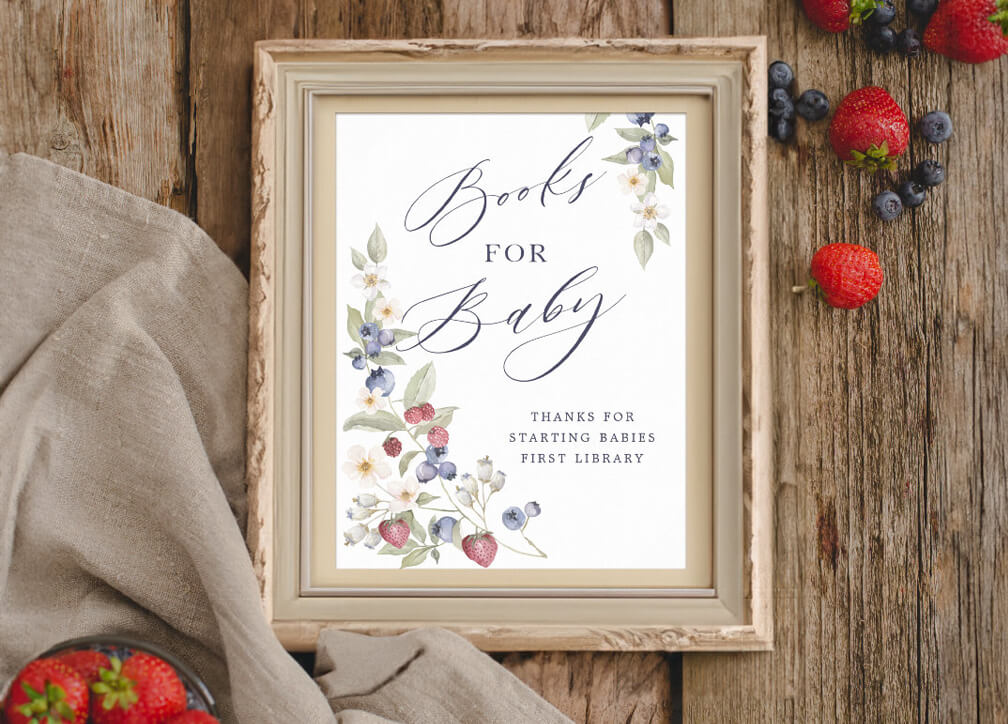 berry sweet baby shower sign by Moodthology Papery