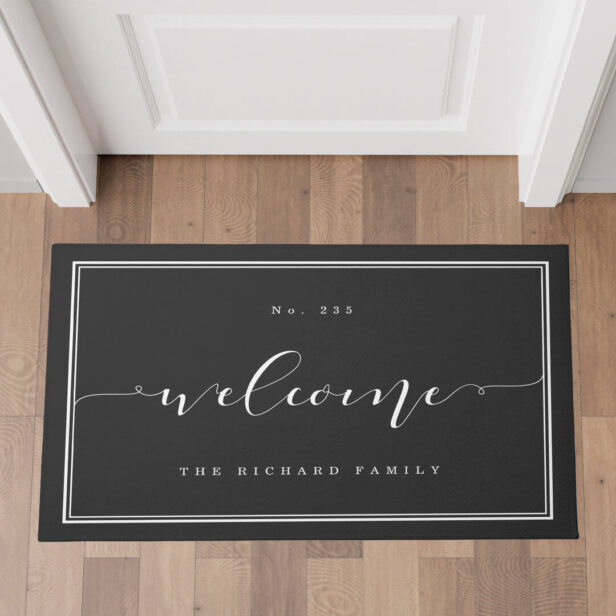 Welcome | Elegant Calligraphy House & Family Name Doormat