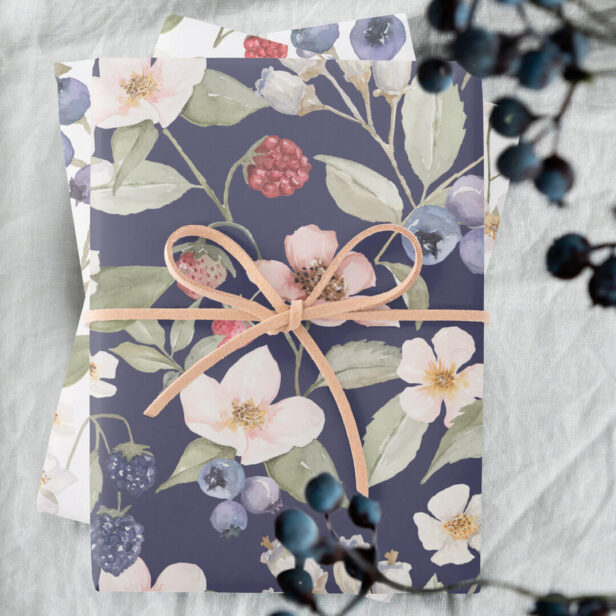Berry Sweet Baby Shower Wild Berries & Flowers Wrapping Paper Sheets