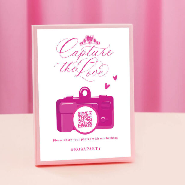 Capture the Love Quinceanera Pink Camera QR Code Poster