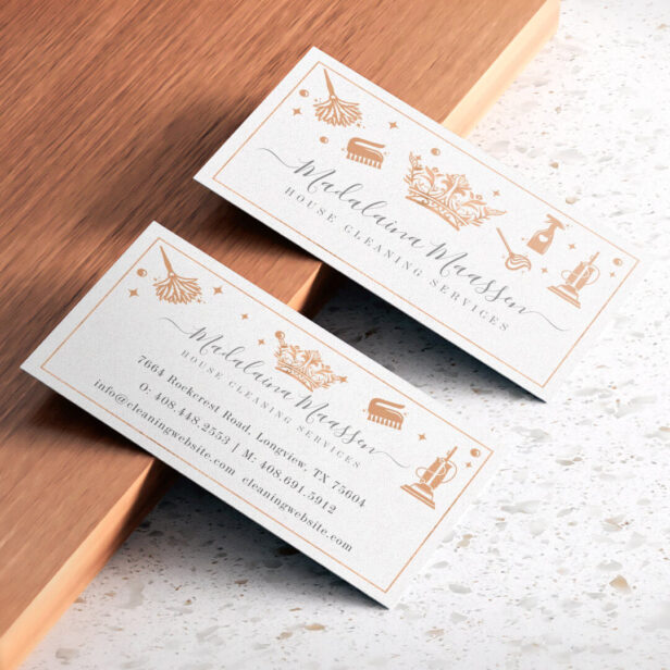 Elegant Copper Royal Floral & Foliage Cleaning Business Card