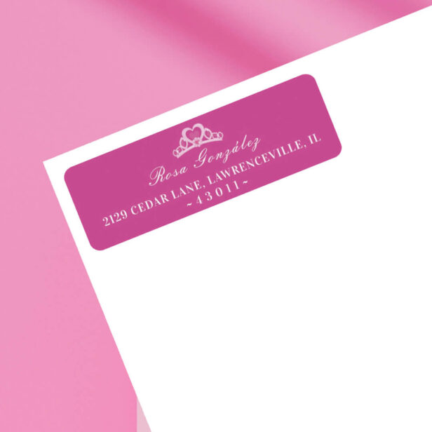 Fun Elegant Girly Pink Crown Quinceanera Princess Label