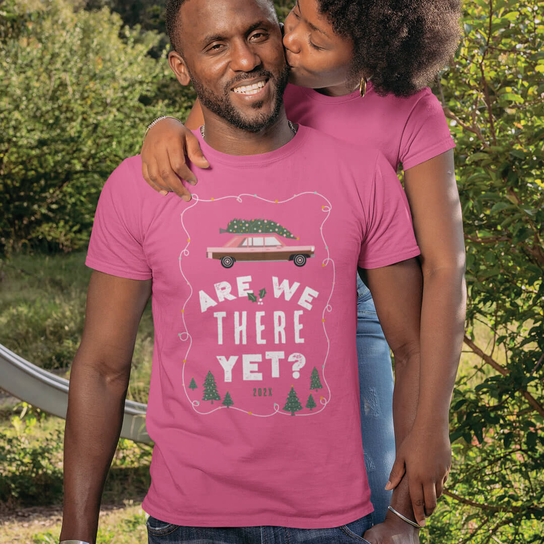 Are We There Yet? Vintage Pink Retro Car Christmas T-Shirt