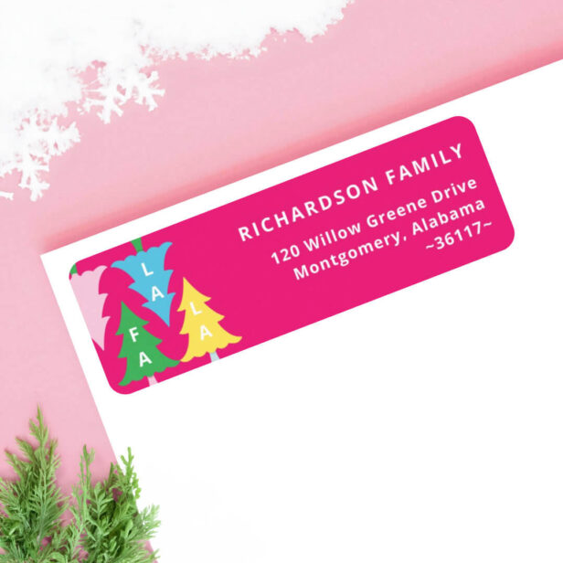 Colourful Bright Neon Fa La Christmas Pink Label