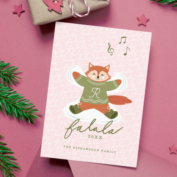 Fa La La Cute Woodland Fox Snow Angel Holiday Card