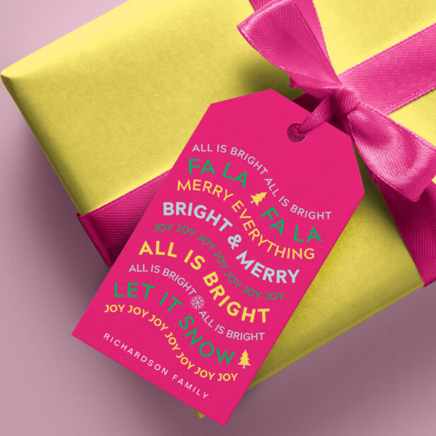Fun Bright Colourful Neon Typographic Gift Tag