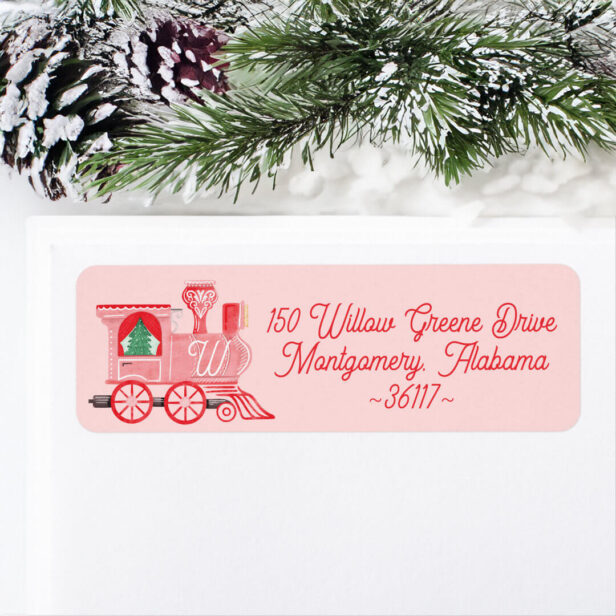 Fun Pink Vintage Train Christmas Tree Delivery Pink Label