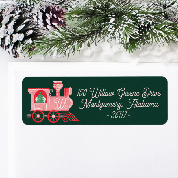 Fun Pink Vintage Train Christmas Tree Delivery Green Label