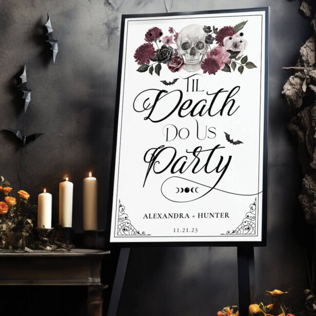Til Death Do Us Party Watercolor Skull Wedding Foam Board
