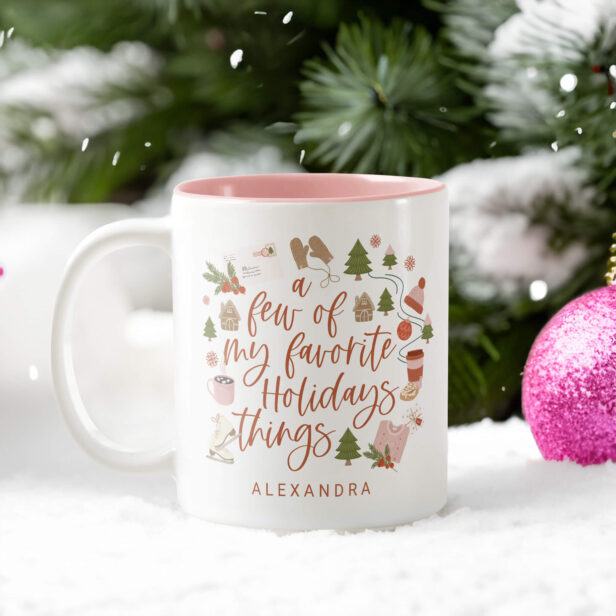 A Few of My Favourite Holiday Things Illustration Two-Tone Coffee Mug