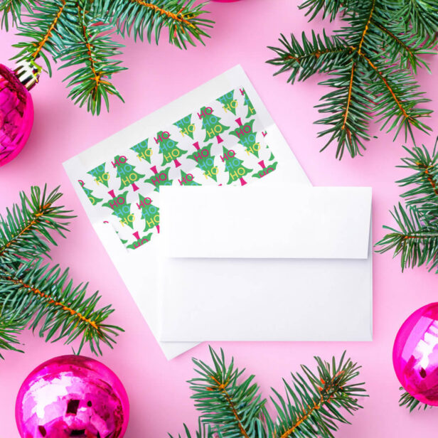 Colourful Neon Typographic HO HO Christmas Tree Envelope Liner