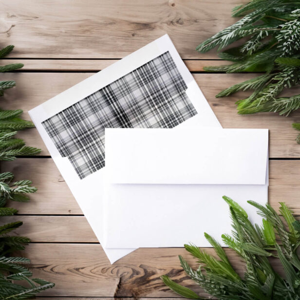 Cozy Black and White Plaid Flannel Pattern Envelope Liner