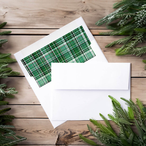 Cozy Green and White Plaid Flannel Pattern Envelope Liner