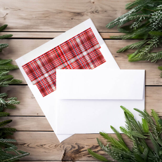 Cozy red and White Plaid Flannel Pattern Envelope Liner