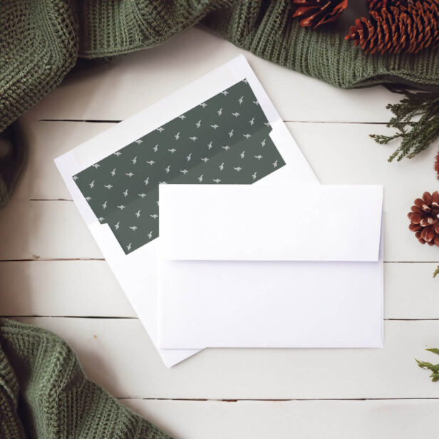 Minimal Festive Winter Garland Pattern Green Envelope Liner