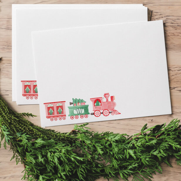 Monogram Vintage Train Christmas Tree Delivery Envelope