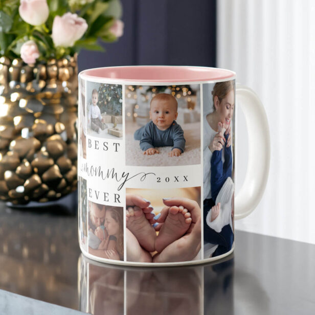 Best Mommy Ever | Mother's Day 8 Photo Collage Two-Tone Coffee Mug