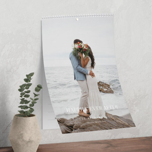 Minimal Modern Newlyweds Wedding Photo Memories Calendar