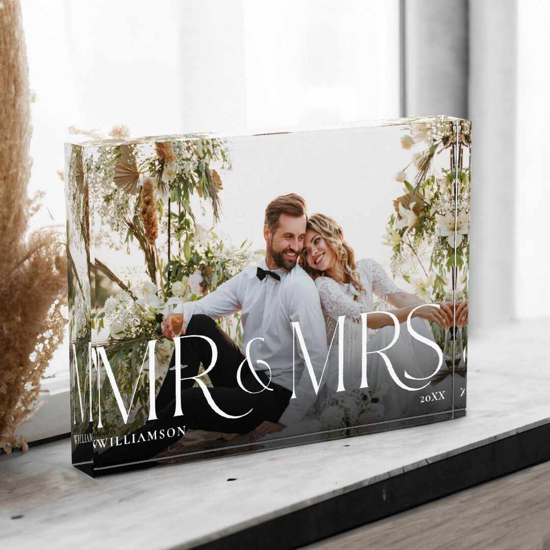 Mr Mrs Newlywed Gift Modern Couple Photo Keepsake - Moodthology Papery