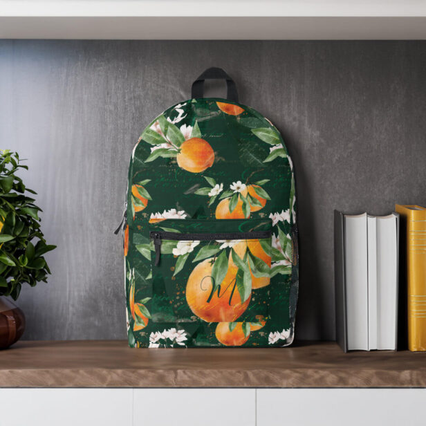 Vintage Orange Fruit Tree Orchard & Floral Blossom Printed Backpack