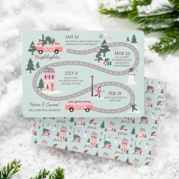 Year End Highlight Van Life Christmas Road Map Holiday Card