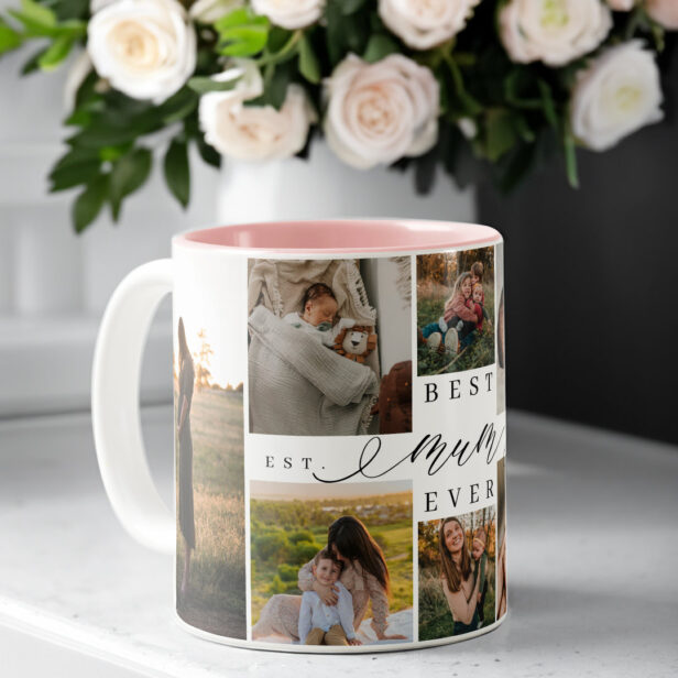Best Mum Ever | Mother's Day 8 Photo Collage Two-Tone Coffee Mug