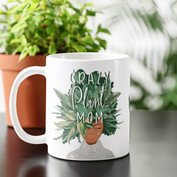Crazy Plant Mom Fun Watercolor Plant Mom Hairdo Coffee Mug