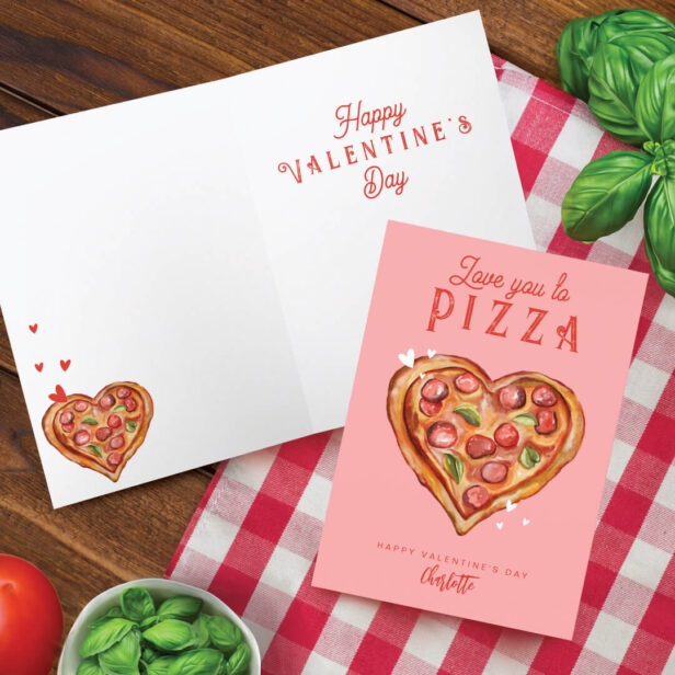 Love You To Pizza Fun Pizza Lovers Valentine's Day Holiday Card