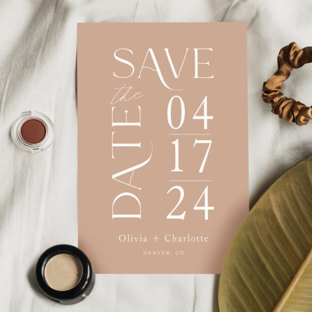 Modern Minimal Bold Pink Save the Date Typographic