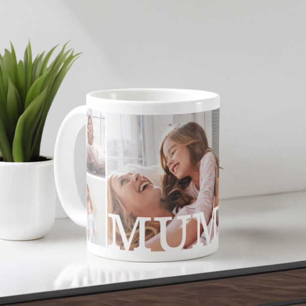 MUM Multiple Photo Collage & Custom Monogram Coffee Mug