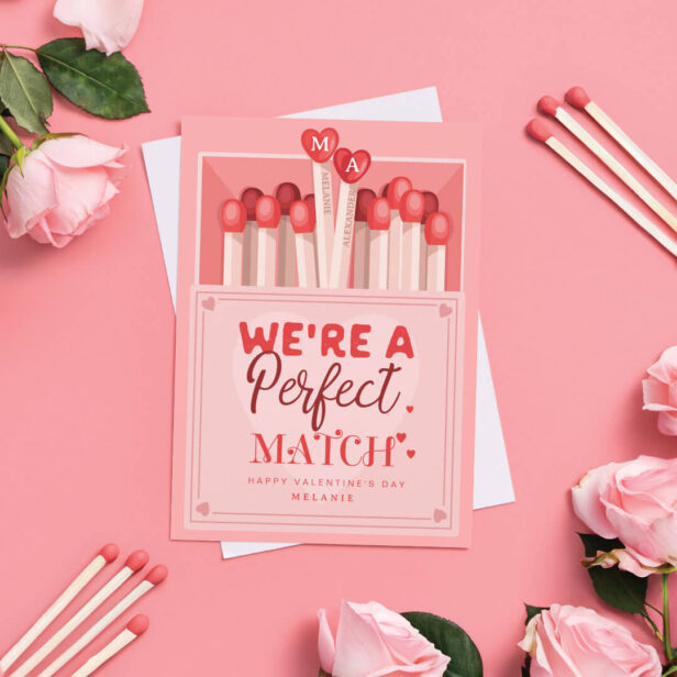 We're A Perfect Match Fun Valentine's Day Holiday Card