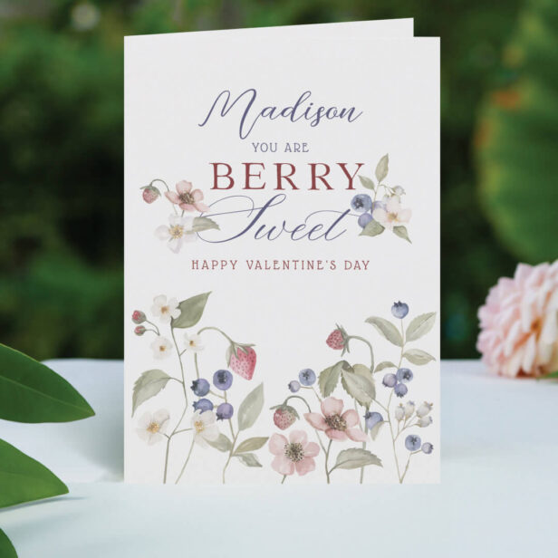 You are Berry Sweet Watercolor Berries Valentine Holiday Card