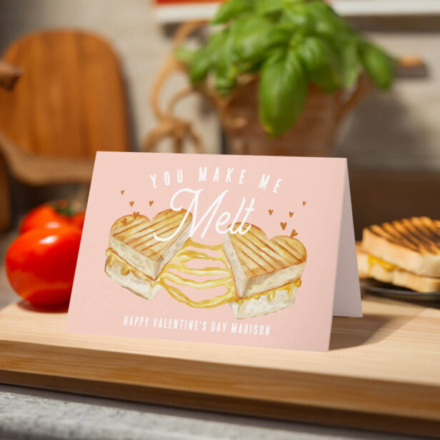 You Make Me Melt Funny Grilled Cheese Valentine Card