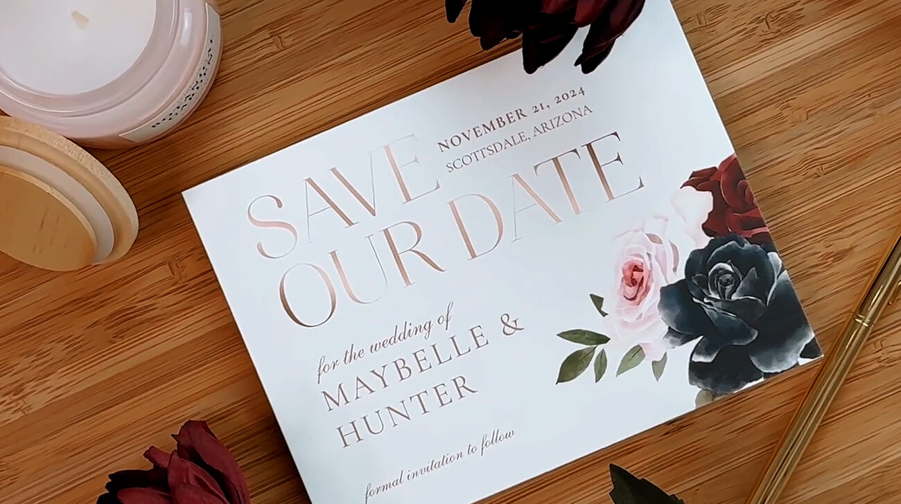 Watercolor Red Rose Style With An Artistic Flair Save the Date Cards By Moodthology Papery