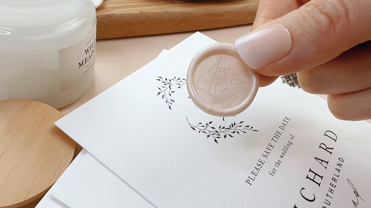 Custom Save the Date Wax Seal Stickers - Moodthology Papery