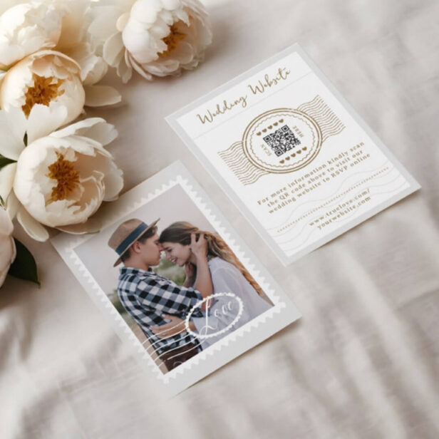 Destination Wedding Travel Theme QR Code Photo Enclosure Card