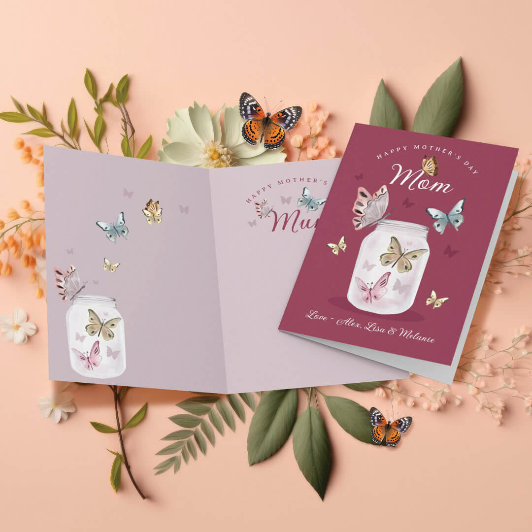 Happy Mother's Day Gift Mom Watercolor Butterflies Card